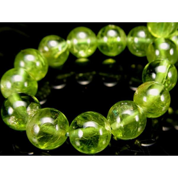 4A ペリドット ブレスレット 7mm-7.5mm×26珠 圧巻のオリーブグリーン 希少な高透明度タ...