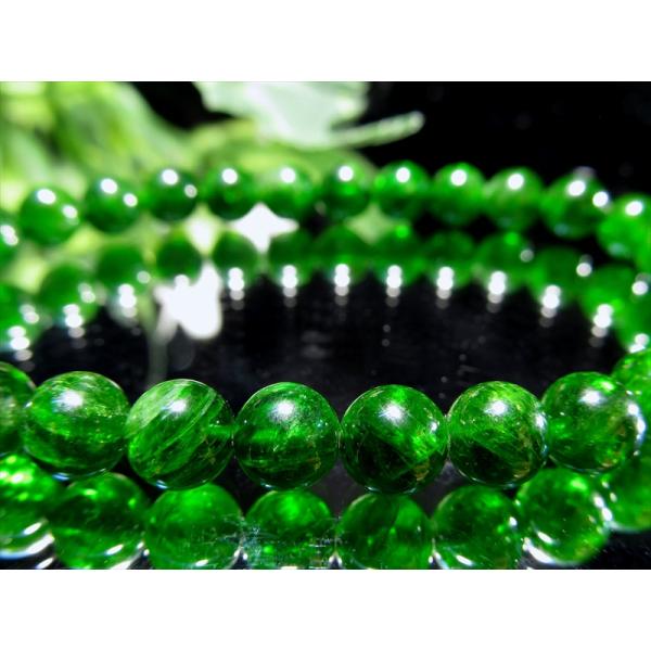 濃縮グリーンカラー3A+ クロムダイオプサイト ブレスレット 6mm-6.5mm×28珠 超透明宝石...