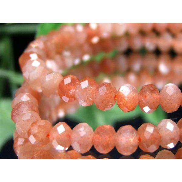 サンストーン ボタンカット ブレスレット 約5.5mm-6mm前後 キラキラボタンカット 太陽神の象...