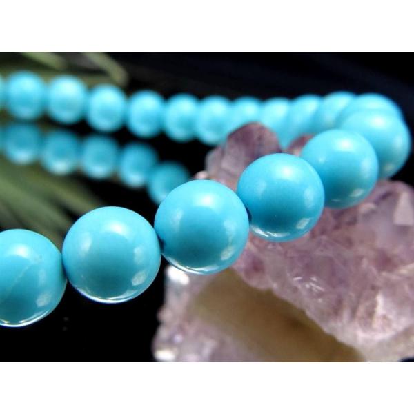 幻のターコイズ イサカピークターコイズ トルコ石 ブレスレット 約6mm-6.5mm×30珠 アリゾ...
