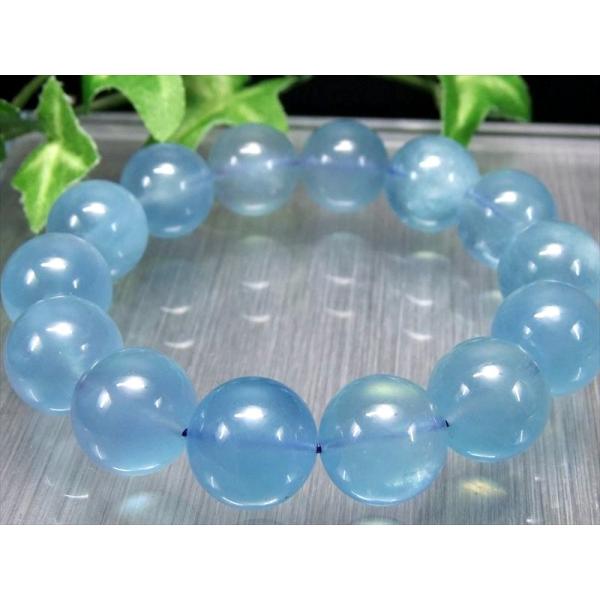 透明タイプ AA+ 大珠 アクアマリン ブレスレット 15.5mm-16mm×14珠 3月誕生石 透...