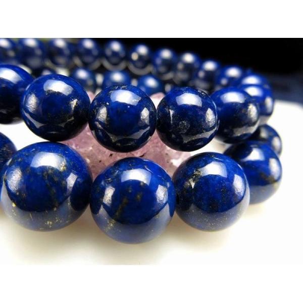 青と金の絶妙なコントラスト ラピスラズリ ブレスレット 9mm-9.5mm×21珠前後 つやつや光沢...