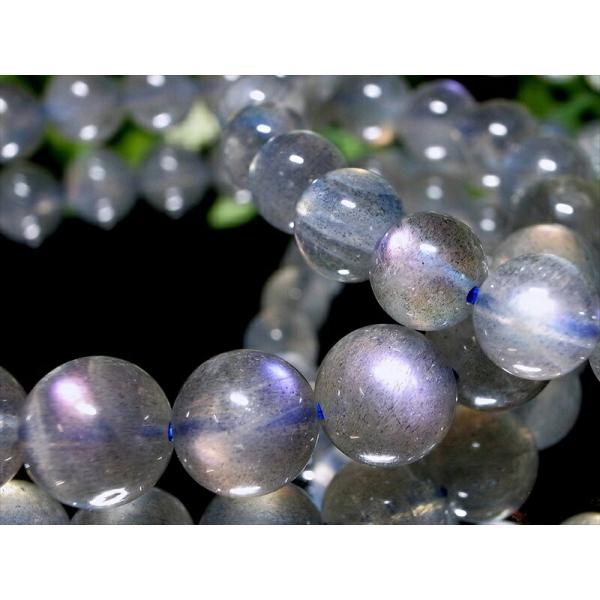 希少なピンクやパープルのシラーも レインボー ラブラドライト ブレスレット 7mm-7.5mm×27...