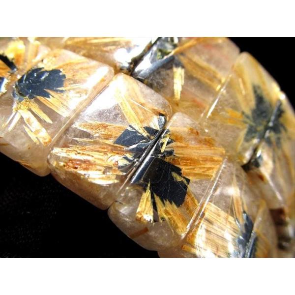 希少な太陽放射タイプ 3A ゴールドルチルクォーツ バングル ブレスレット 幅約13mm 母岩からの...