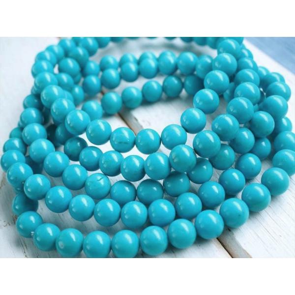 天然ターコイズ ブレスレット 約6mm×29珠前後 アリゾナの青い宝石 美品 旅のお守り 12月の誕...