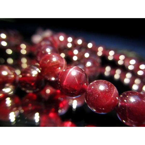 美しいアステリズム効果 スター ガーネット ブレスレット 9.5mm-10mm×20珠前後 艶やかな...