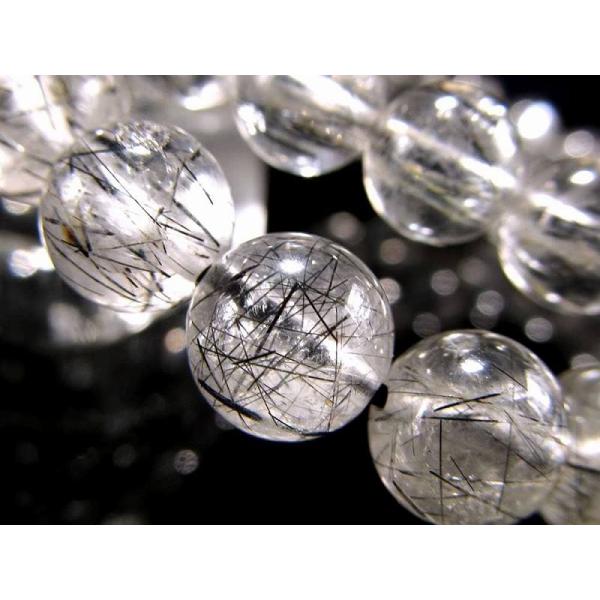 縦横無尽に走るブラックルチル AA+ ブラックルチルクォーツ ブレスレット 7mm-7.5mm×26...