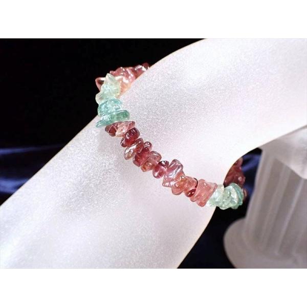 トルマリン 電気石 鮮やかMIXカラー さざれデザイン ブレスレット 粒サイズ約6mm-8mm マル...