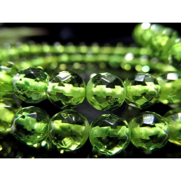 5A グリーンアンバー カット ブレスレット 5mm-5.5mm×33珠前後 発色美しい リトアニア...