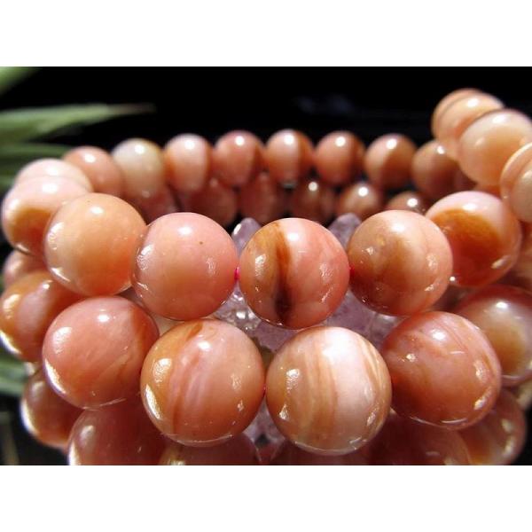 希少石 ピンクオパライズド・タフ ブレスレット 10.5mm-11mm×19珠前後 くっきりレース模...