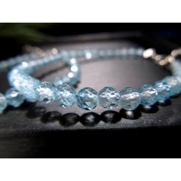 激安特価 スカイブルートパーズ ボールカットワイヤー ブレスレット 幅約4mm-4.5mm コスパ抜...