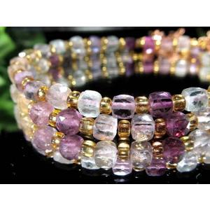 激安特価 マルチカラーフローライト キューブカットデザイン ブレスレット 幅約4mm コスパ抜群 キャンディーカラーフローライト アジャスター金具付き