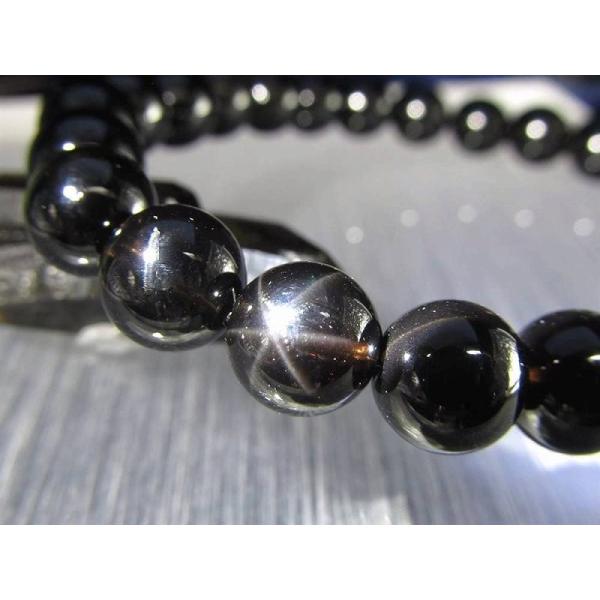 希少 スターモリオン 星彩黒水晶 ブレスレット 約8mm-8.5mm×25珠前後 中には六条スターが...
