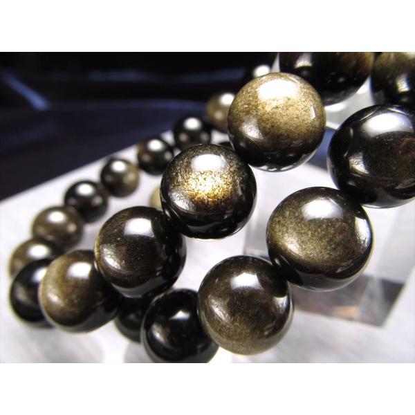5A ゴールデンシャイン オブシディアン ブレスレット 約10mm-10.5mm×19珠前後 つやつ...
