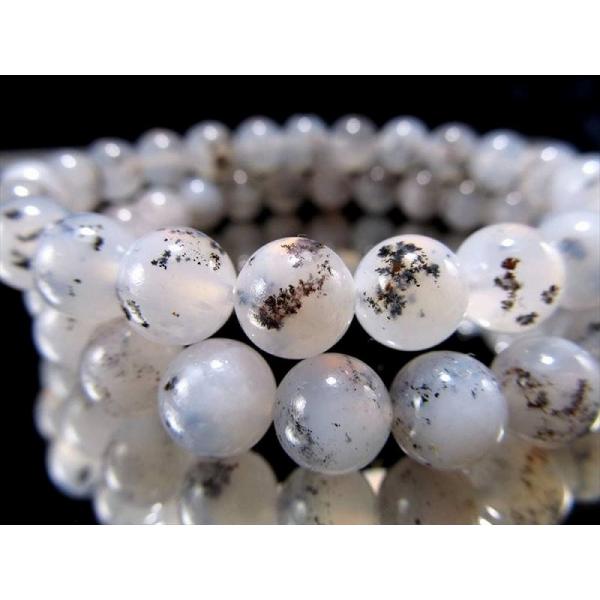 自然からの深い癒し デンドリティックカルセドニー ブレスレット 8mm-8.5mm×23珠前後 デン...