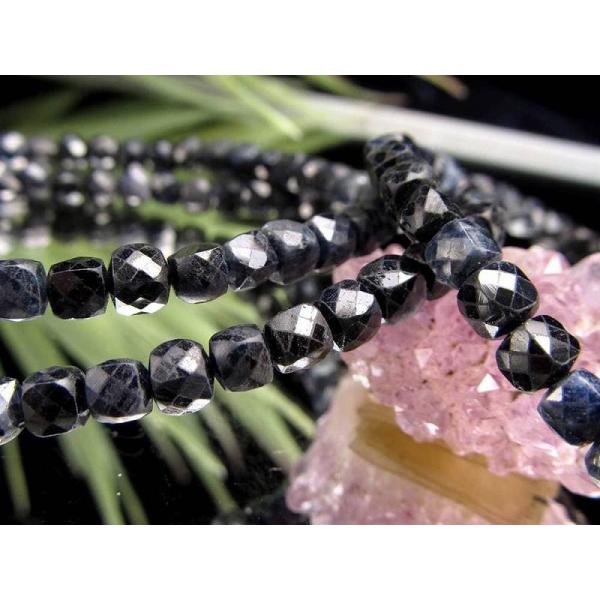 サファイア キューブカット ブレスレット 幅約3.5mm-4.5mm キラキラキューブカット 美麗ネ...