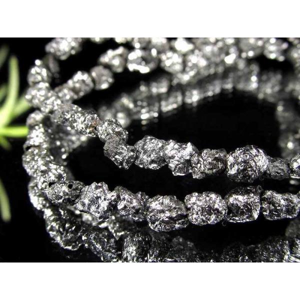 ブラックダイヤモンド 結晶 原石 ブレスレット 石サイズ約3mm-4mm 無骨ながらも輝き放つ カリ...