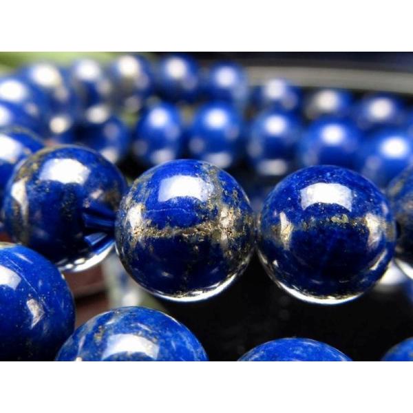 青と金の絶妙なコントラスト ラピスラズリ ブレスレット 11mm-11.5mm×19珠前後 つやつや...