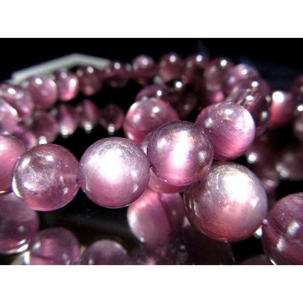 藤色タイプ 3A レピドライト ブレスレット 約10mm-10.5mm×19珠前後 美しい青みパープ...