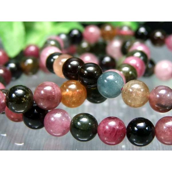 シックなMIXカラー AA MIXトルマリン ブレスレット 6mm-6.5mm×29珠前後 心に活力...