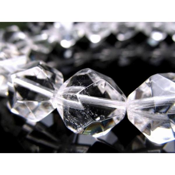 3A 天然水晶 20面ラウンドカット ブレスレット 幅約9mm×20珠前後 キラキラ20面カット 透...
