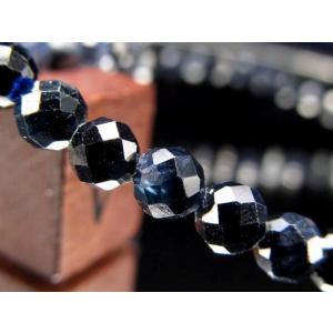 キラキラ輝く多面カット サファイア カット ブレスレット 約3.5mm×52珠前後 濃密ネイビーブルー 9月の誕生石 勝利を呼ぶ石 ミャンマー産 パワーストーン