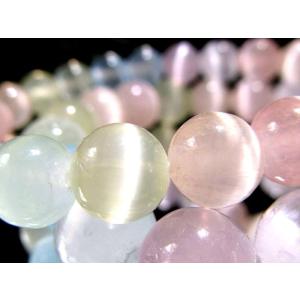 カラフルMIXカラー マルチカラー キャッツアイ セレナイト 透石膏 ブレスレット 約8mm-8.5mm×23珠前後 シルクのような繊維質 天然ジプサム