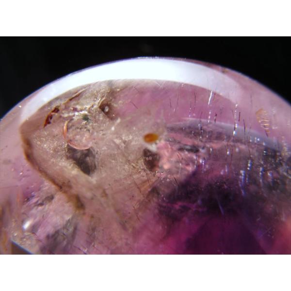 水入り アメジストエレスチャル タンブル 最大幅約40.4mm 黒幻影 極上バイカラー 古代の水を封...