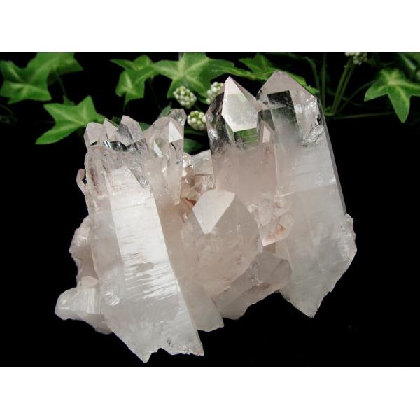 幻の逸品 希少 ほんのりピンク 抜群の透明度 ピンク レムリアン 水晶 クラスター 最大幅 約90m...