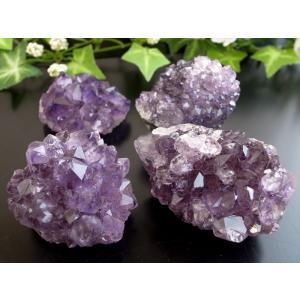 4個セット フラワーアメジスト クラスター 重さ 計212g 美結晶 愛の守護石 紫水晶 天然石 1点物 ブラジル産 パワーストーン 天然石