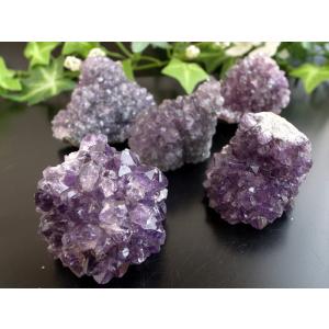 5個セット フラワーアメジスト クラスター 重さ 計200g 美結晶 愛の守護石 紫水晶 天然石 1点物 ブラジル産 パワーストーン 天然石