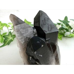 待望の再入荷 アーカンソー 州 産 モリオン 結晶 クラスター 最大幅約90mm 重さ300g 最強の魔除け 邪気払いの石 1点物 艶々極上 黒水晶 アーカンソー 州 産