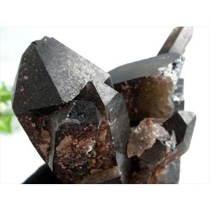 天然の黒光り 天然 黒水晶 モリオン クラスター 原石 重さ1009g 最大幅
