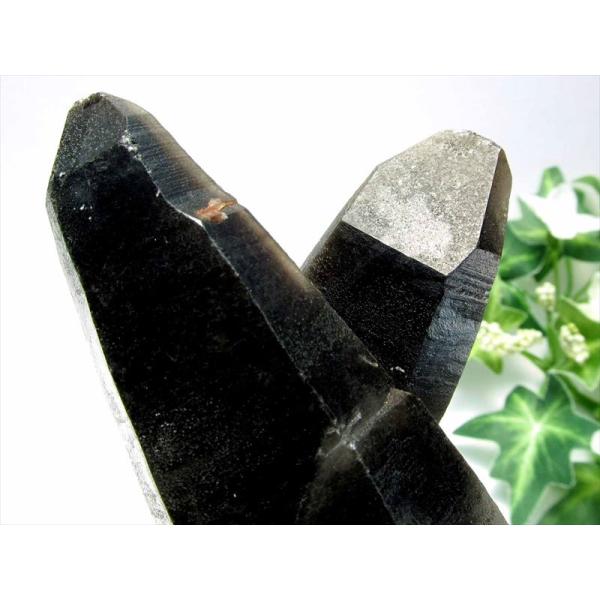 自立可 美しい漆黒 天然黒水晶(モリオン) クラスター 最大幅74mm 重さ420.5g 結晶キラキ...