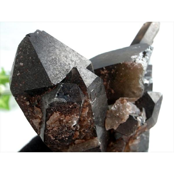 天然の黒光り 天然 黒水晶 モリオン クラスター原石 重さ534g 最大幅約130mm 大自然の力強...