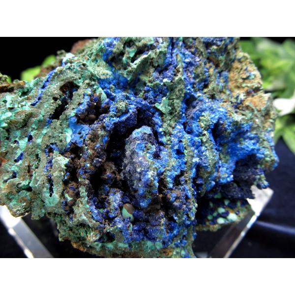 深く濃いブルーのアズライト アズライトマラカイト アズロマラカイト 原石 専用アクリル台座付き 最大...