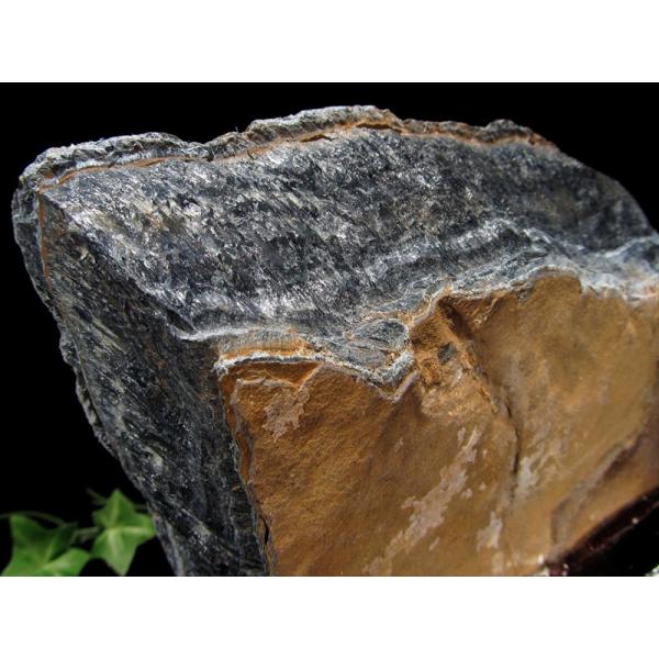 ツートンタイガーアイ 原石 置物 木製専用台座付 幅210mm 重さ1203g シラー効果 ゴールド...