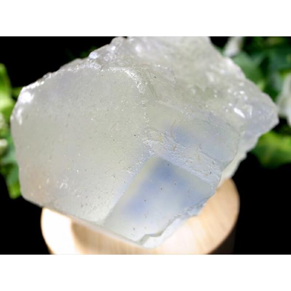 激レア アイスフローライト 結晶原石 LED台座付き 最大幅約81mm 重さ316g 超透明のゼリー...