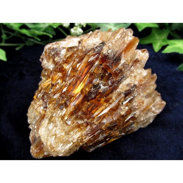 無数のポイント状結晶 メープル アンバー カルサイト 方解石 結晶 原石 重さ366.5g 極上の艶...