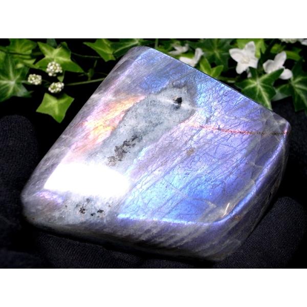 激レア パープルシラー パープルシラー ラブラドライト 磨き原石 最大幅 117mm 重さ 463g...