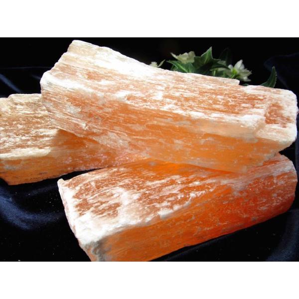 まるでミカン味のお菓子 オレンジ セレナイト結晶ブロック ナチュラル原石 1個売り 重さ300g-3...