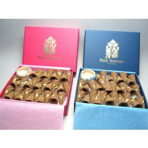 ピンクガネーシャ お香セット 香皿付き 1箱 30個入り 竹のお香 天然素材 手作り ブルーロータス精油入り
