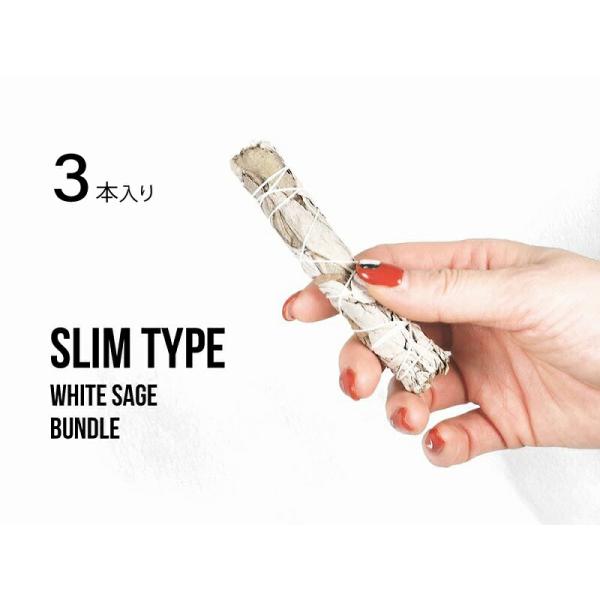 メール便可能 スリムタイプ ホワイトセージ バンドル 3本入り 長さ約10-11cm 太さ約1.5-...