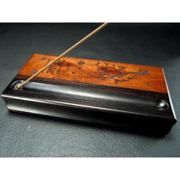 携帯用トラベルお香立て お香ボックス 梅の花 高級花梨木素材 短めのお香にお勧め Comrose コ...