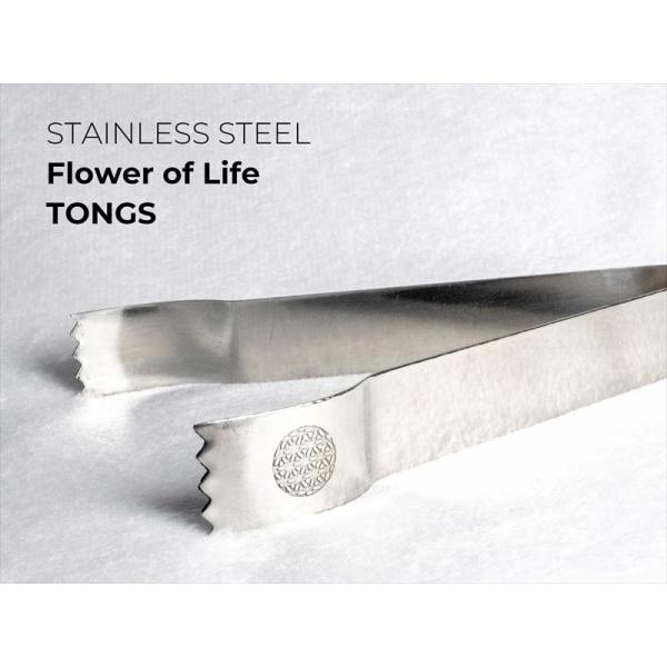 ステンレス製 ミニトング フラワーオブライフ刻印 長さ約15cm セージ・パロサント・粉末香・チップ...