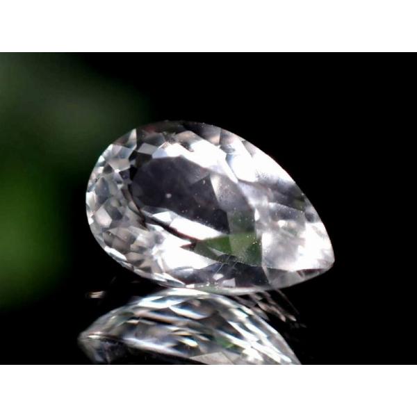 超透明 極上品質 宝石質 ホワイト・フェナカイト ルース ペアシェイプカット 約7.28mm×4.8...