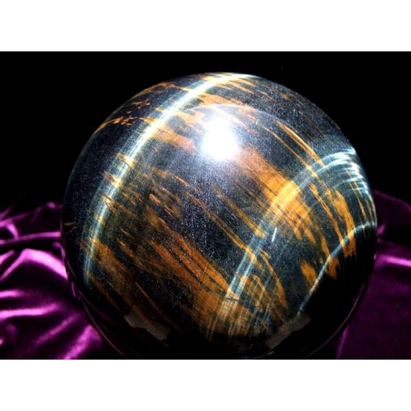 バイヤー厳選 まさに虎の模様 5A ゴールド&amp;ブルーの光沢 ツートンタイガーアイ 丸玉 φ約134m...