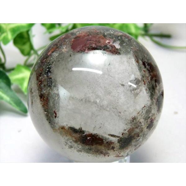不思議な窓有り 龍神ガーデンクォーツ 丸玉 台座付き 直径約57mm 重さ218g ガーデン水晶 ガ...