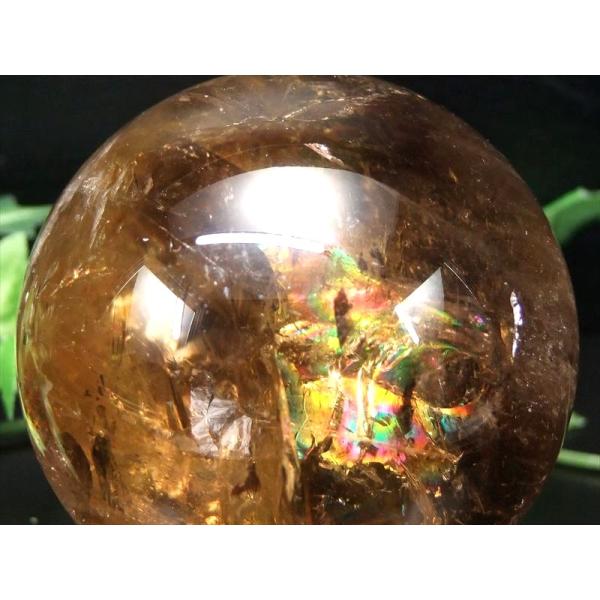 完全天然 虹入り 天然シトリン 丸玉 台座付 直径60.5mm 金運 財運 幸運 お守りにも 希少な...