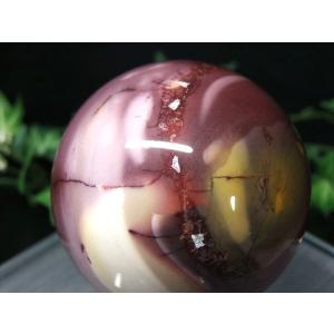 天然石コレクター必見 碧石/ムーアカイト 丸玉 台座付き 大地の石 直径 約73.3mm 重さ 543g 心を穏やかにするヒーリングストーン モッカイト ムーカイト
